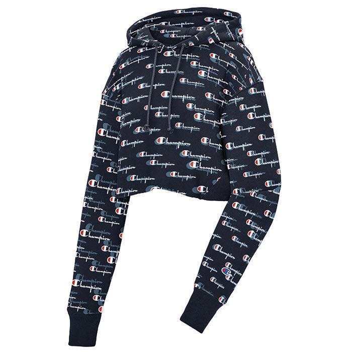 champion reverse weave all over print cropped hoodie