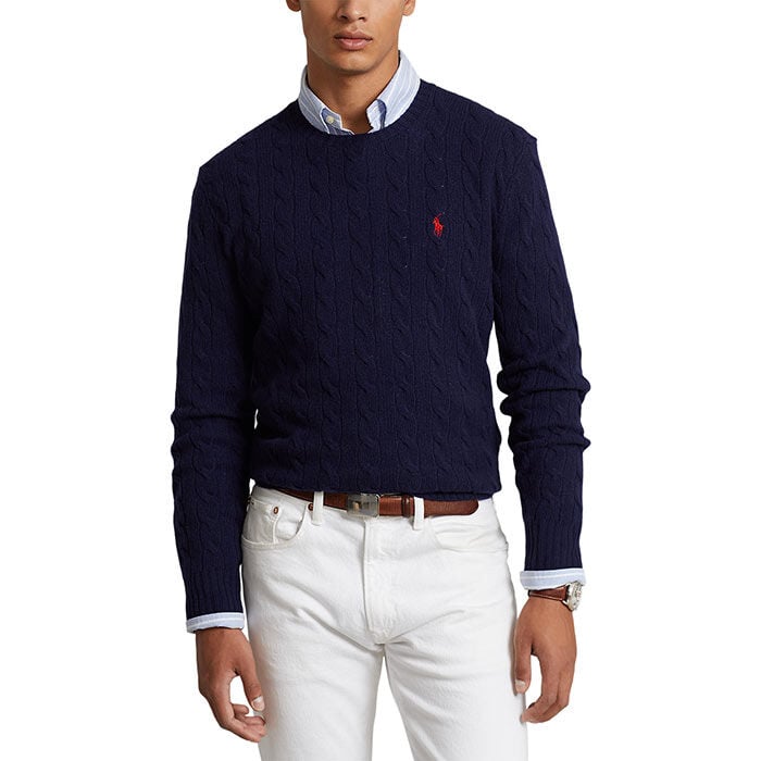 Men's Cable Knit Wool Cashmere Sweater | Sporting Life Online
