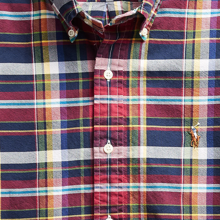 polo ralph lauren men's classic fit plaid oxford shirt
