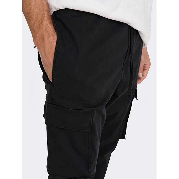 BLACK COTTON SOLID CARGO PANT – ROOKIES