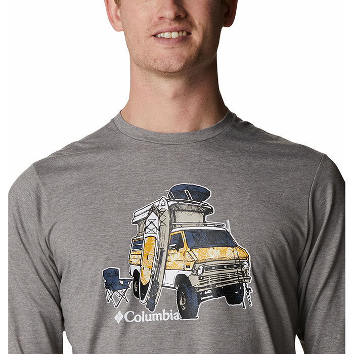 Columbia Sun Trek Long Sleeve Graphic T-Shirt - Men's XXL City Grey Heather H2O Fanatic Graphic