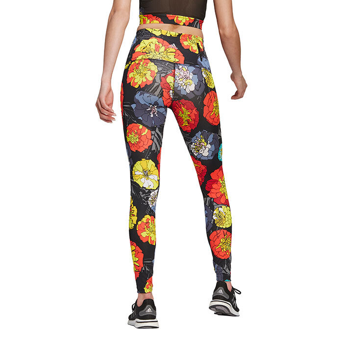 adidas Floral Running Tights in Black