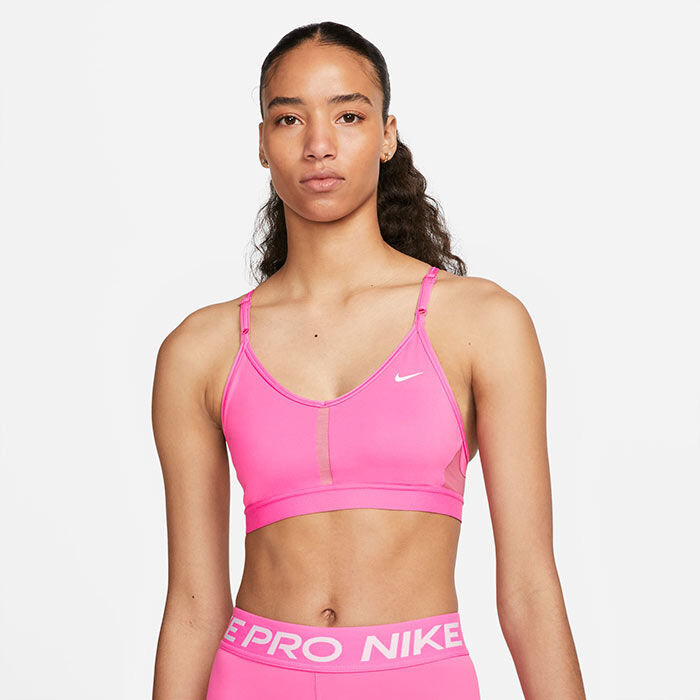Nike Training Dri-FIT Indy Icon Clash all over print sports bra in