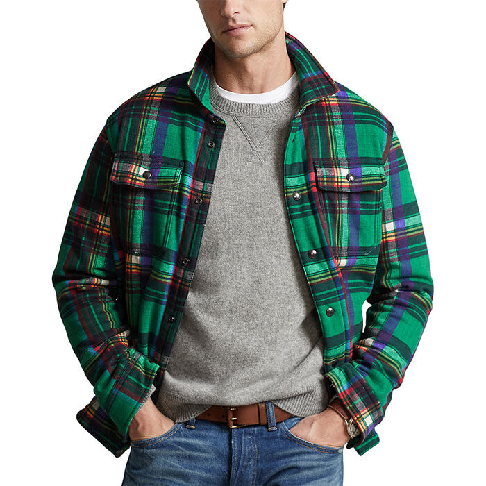 Men's Plaid Fleece Shirt Jacket