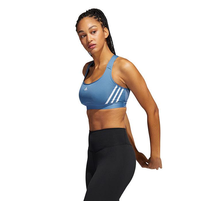 adidas Women's Standard Training Medium Support 3 Stripes Bra, Black/White,  XX-Small D at  Women's Clothing store