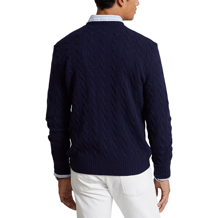 Polo Ralph Lauren Mens Navy Blue Washable Cashmere Knit Crew Neck Sweater  NWT